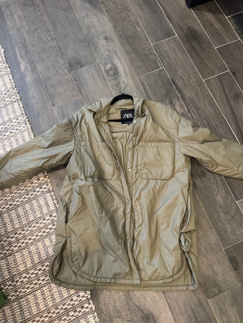 ZARA Olive Puffer-Style Lightweight Jacket